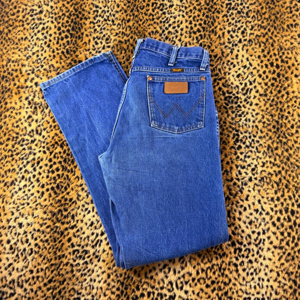 Vintage Wrangler Cowboy Cut 13MWZ Blue Denim Jeans 34x33 Made in Mexico